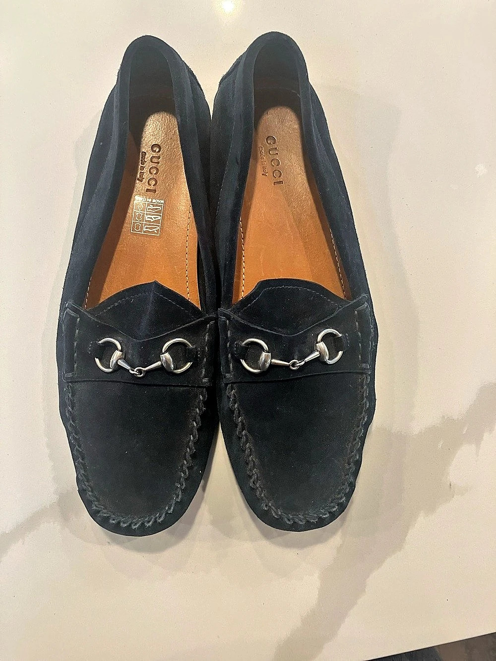 Gucci women's Horsebit moccasins in navy